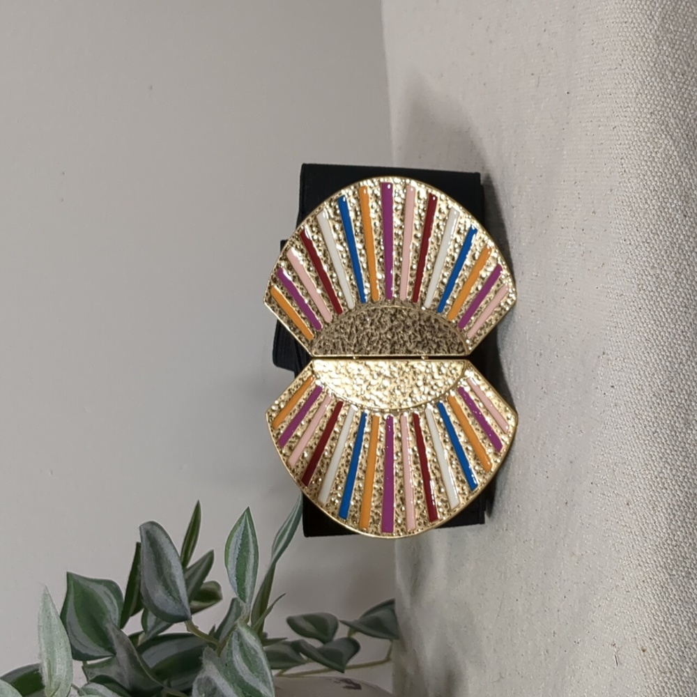 Zara Sunburst Colorful Gold Elastic Belt